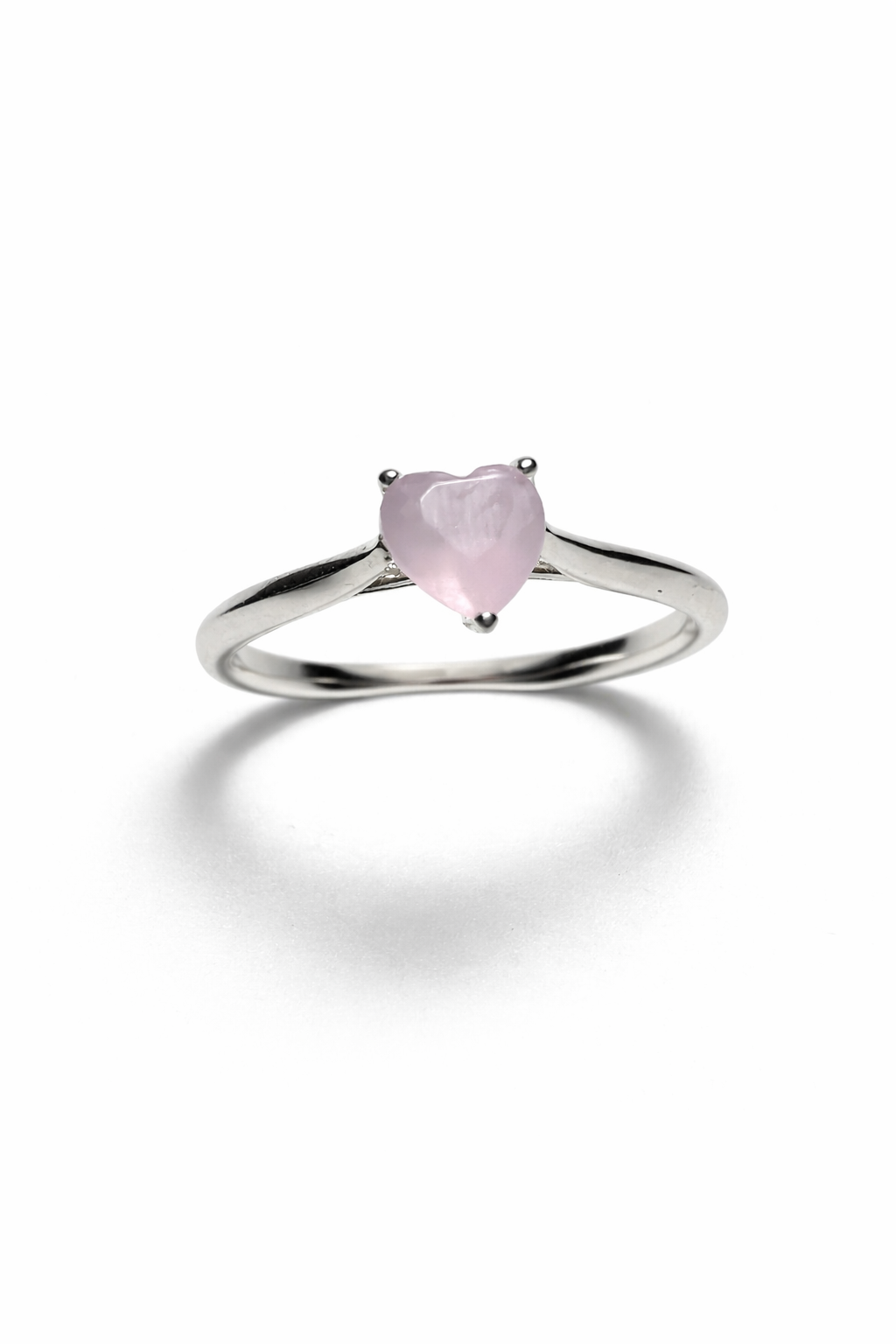 Anillo Corazón de Cuarzo Rosa
