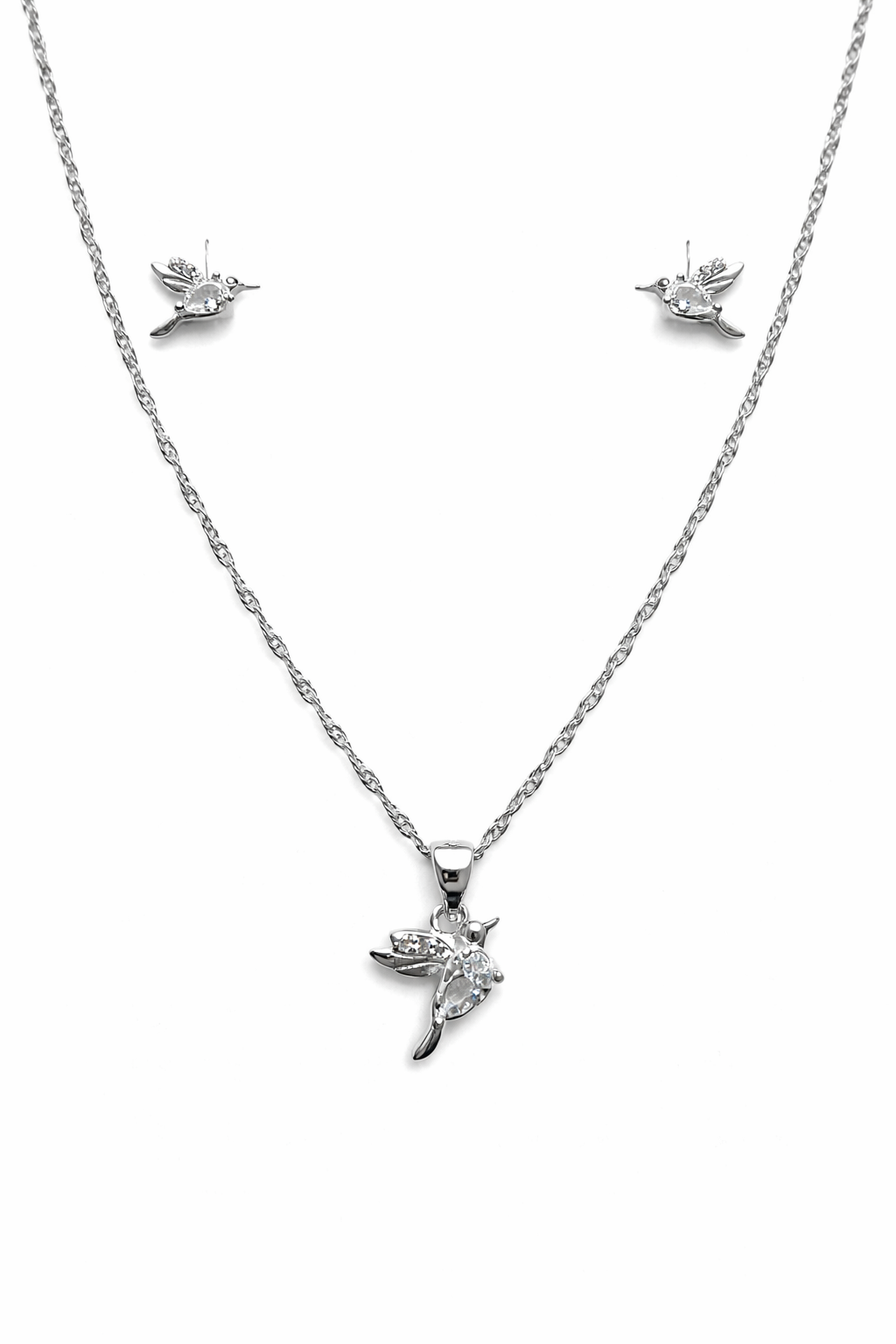 Juego en plata 925 Set Colibrí Brillo Celestial